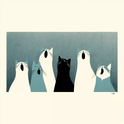 Minimalist Singing Cats Poster