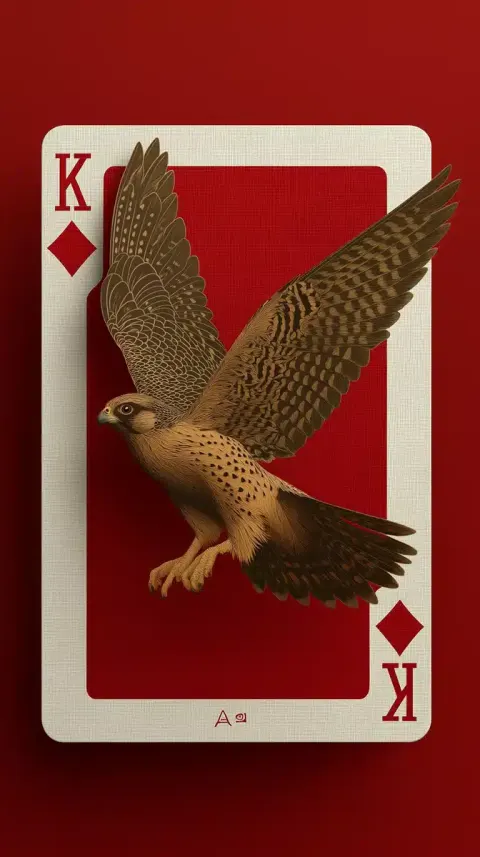 Falcon Emerging from Card