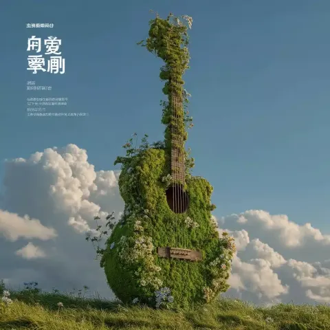 Giant Guitar in Grasslands