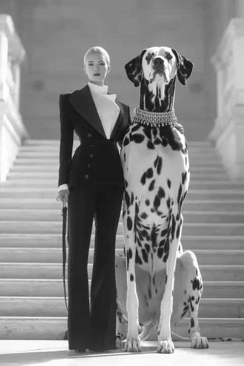High-Fashion Model with Dalmatian
