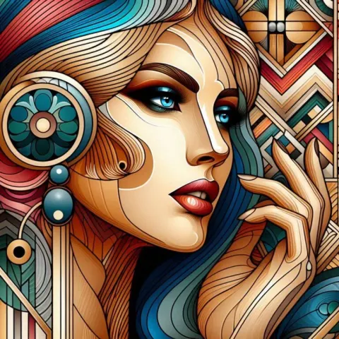 Elegant Art Deco Woman in Bold Commercial Style