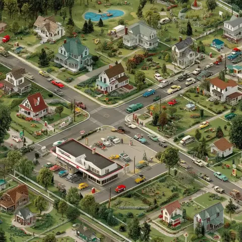 Vintage Americana Suburban Map