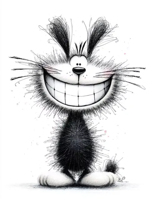 Scribble Cartoon Cat Sketch