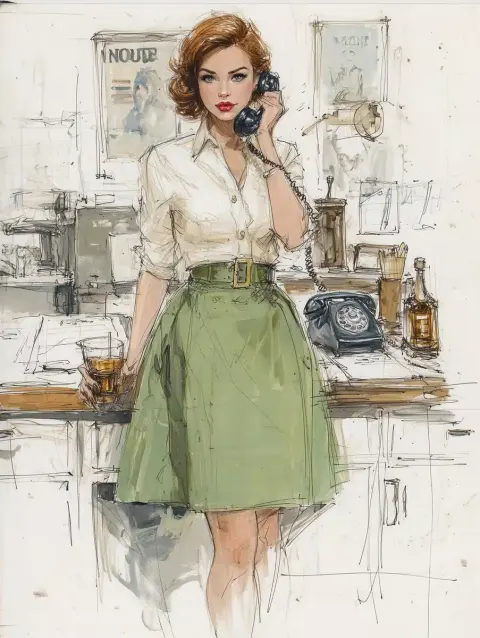 Fashion Sketch Redhead Office Queen