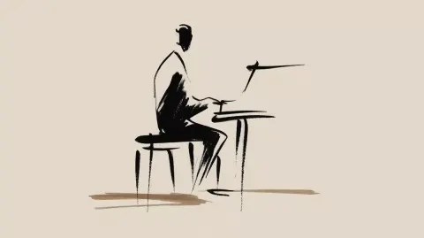 Silhouette Pianist in Paris