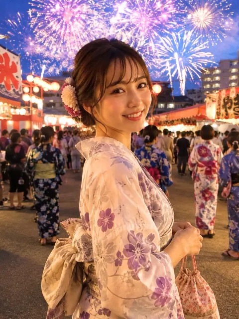 Fireworks Yukata Beauty Portrait