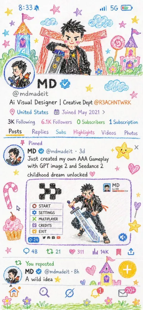Childlike Crayon Illustration Style