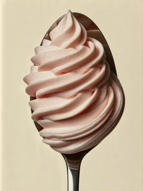 Pink Soft-Serve Spoon Close-Up