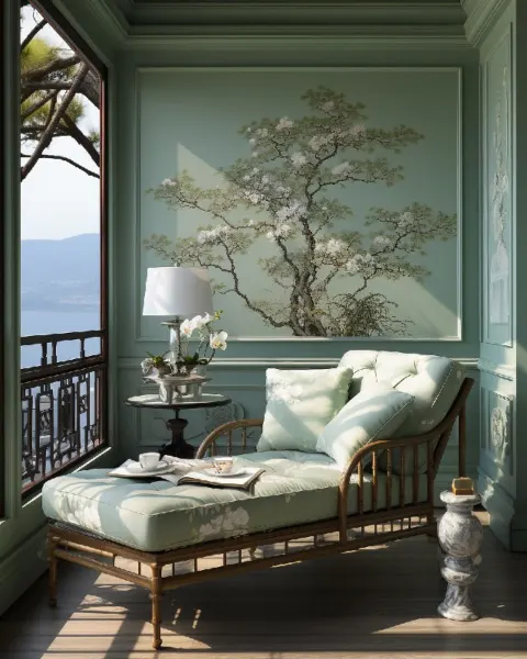 All-White Reading Corner in Traditional Chinese Home