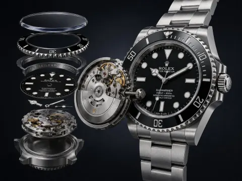 Luxury Exploded Mechanical Dive Watch Rendering