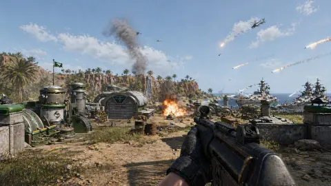 Tropical Island Military Battle Scene