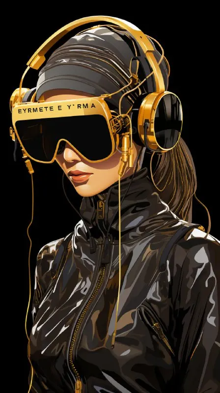 Art Deco Gold Circuit Poster With VR Goggles Woman
