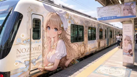 Anime Wrapped Train at Station