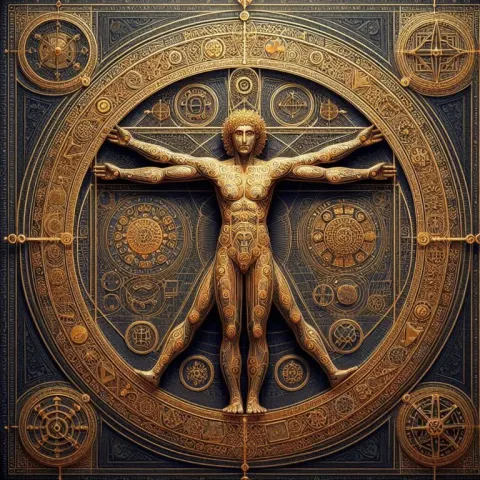 Vitruvian Man Reimagined in Byzantine Art