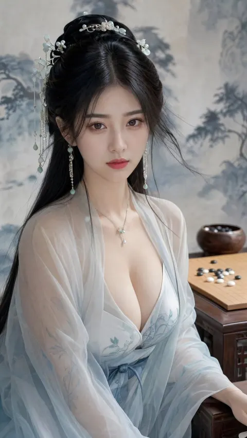 Elegant Hanfu Chess Portrait