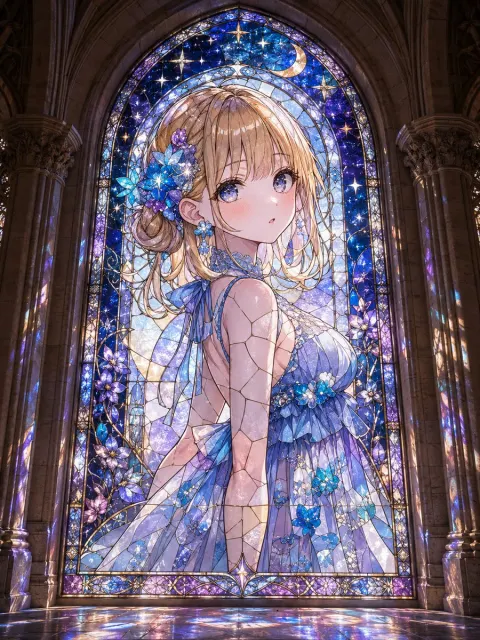 Stained Glass Anime Saint