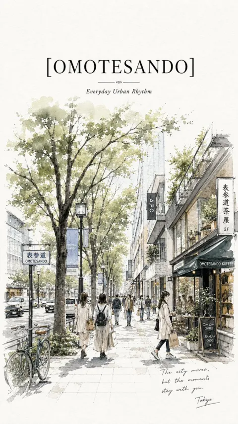 Minimalist Omotesando Sketch Poster