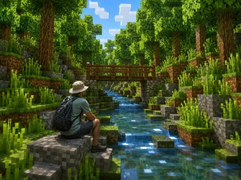 Minecraft Voxel Forest Hike