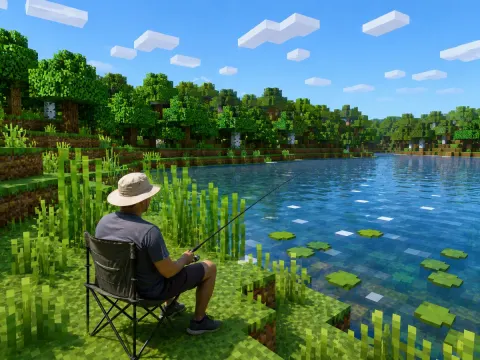 Real Man in Minecraft World