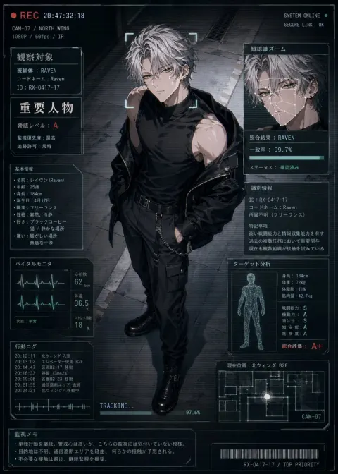 Cyberpunk Anime Surveillance HUD