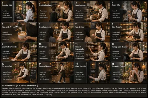A Cozy Cafe Storyboard Day