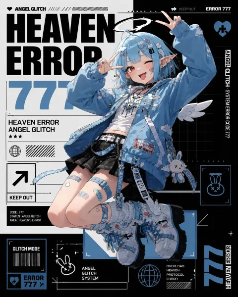 Angel Glitch Girl Poster