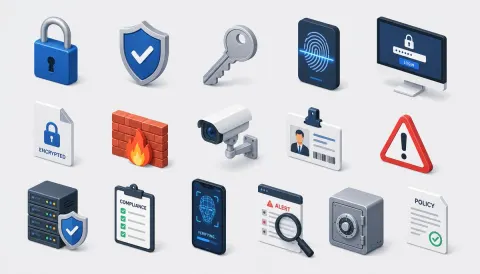Modern Isometric Cybersecurity Icon Set