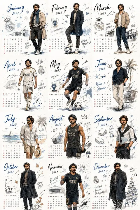 Hand-Drawn Doodle Calendar 2027