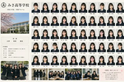 Fictional Girls High School Graduation Album