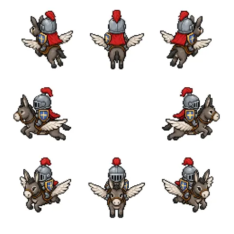 Winged Donkey Knight Pixel Sprite