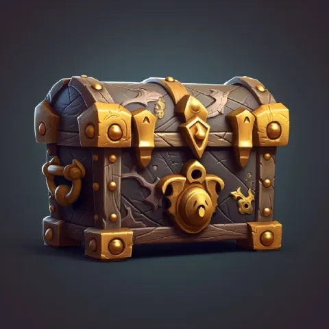 Shining Treasure Chest With Coins Game Icon Design