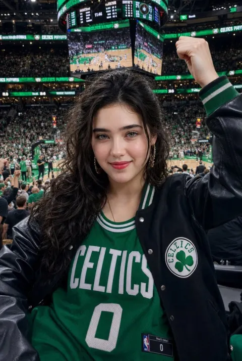 Celtics Fan Cheering Celebration Close-up