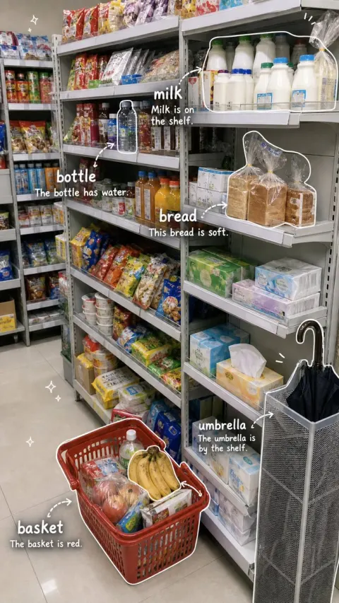 Supermarket English Vocabulary Notebook Page