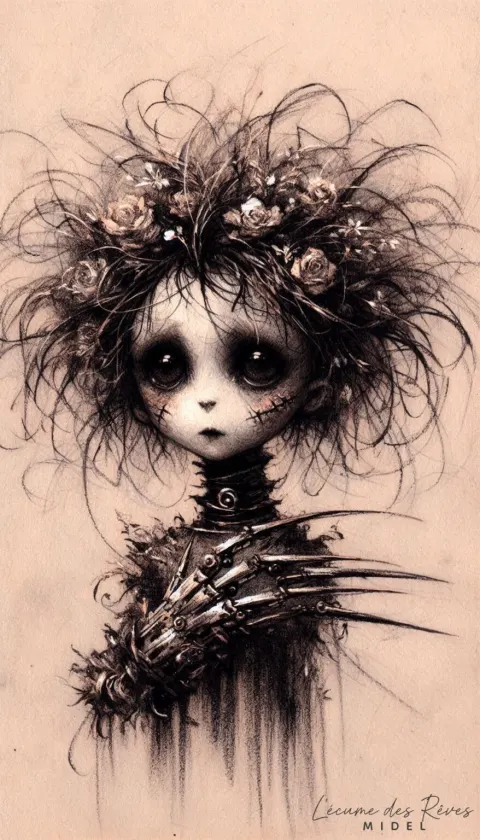 Edward Scissorhands-Inspired Gothic Girl Sketch