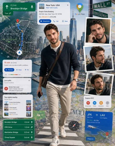 Digital Navigation Collage Poster Art