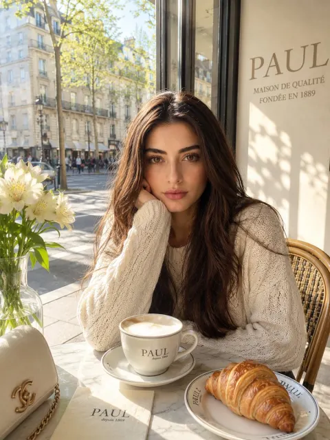 Golden Hour Paris Café Portrait