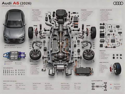 2026 Audi A6 Exploded Engineering Blueprint