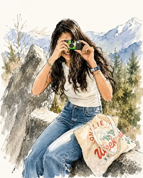 Elegant Watercolor Fashion Travel Illustration