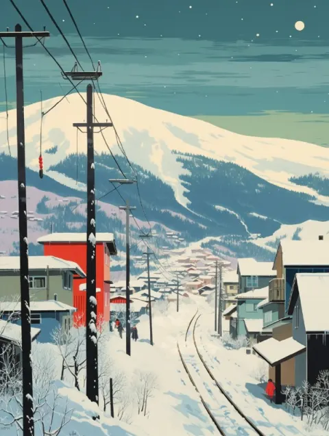 Snowy Mountain Winter Landscape Tatsuro Kiuchi Style