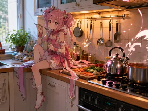 Magical Girl Kitchen Tea Moment