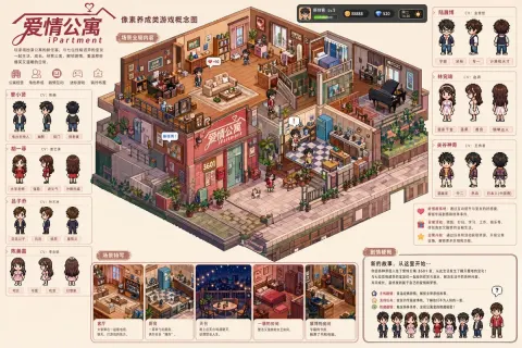 iPartment Pixel Nurturing Game Art