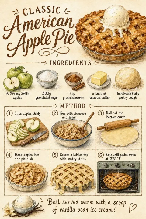 Vintage Apple Pie Recipe Poster