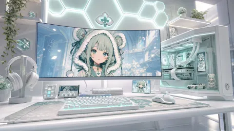 Mint Kawaii Anime Battlestation Setup