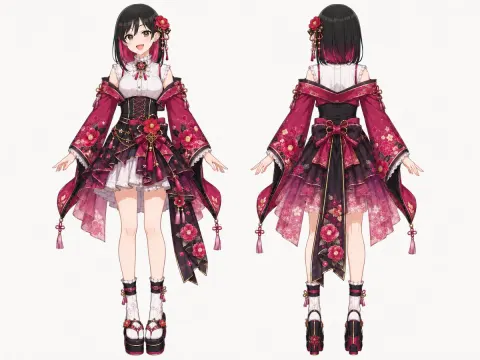 Idol Kimono Outfit Design Sheet
