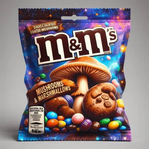 Mushrooms and Marshmallows Candy Package 3D Realism