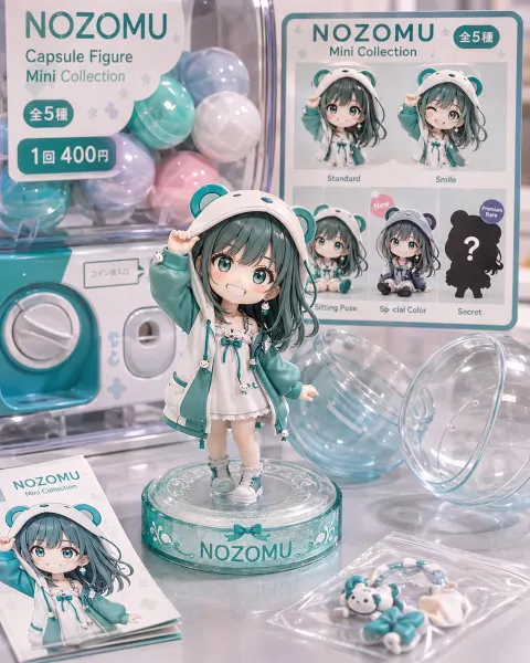 Pastel Capsule Toy Figure Display
