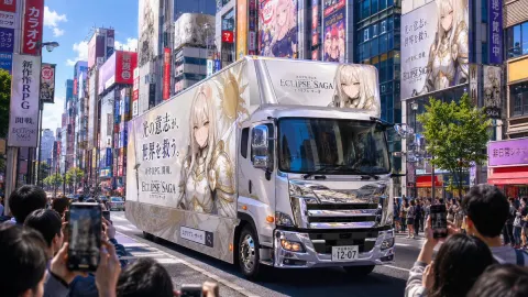 Fantasy RPG Ad Truck Cruises Tokyo District