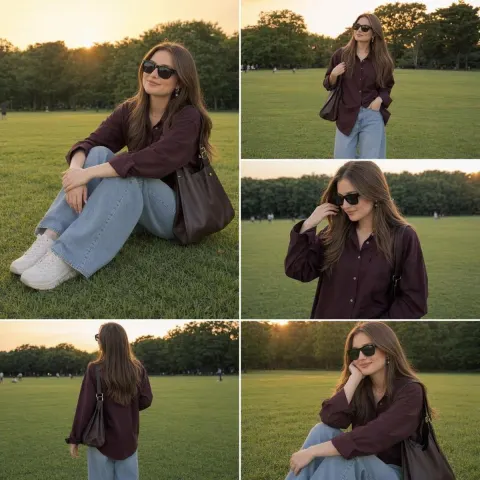 Golden Hour Park Fashion Collage