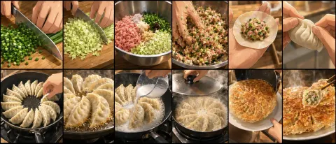 Cinematic Gyoza Cooking Storyboard