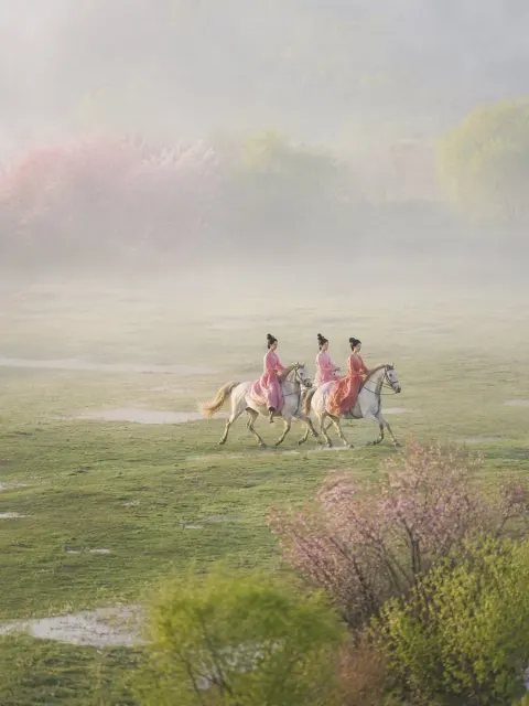 Three Riders Through Spring Mist